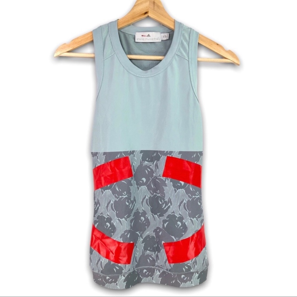 Adidas / Stella McCartney - Tank Red Stripe Floral Eggshell Grey/Red Perforated